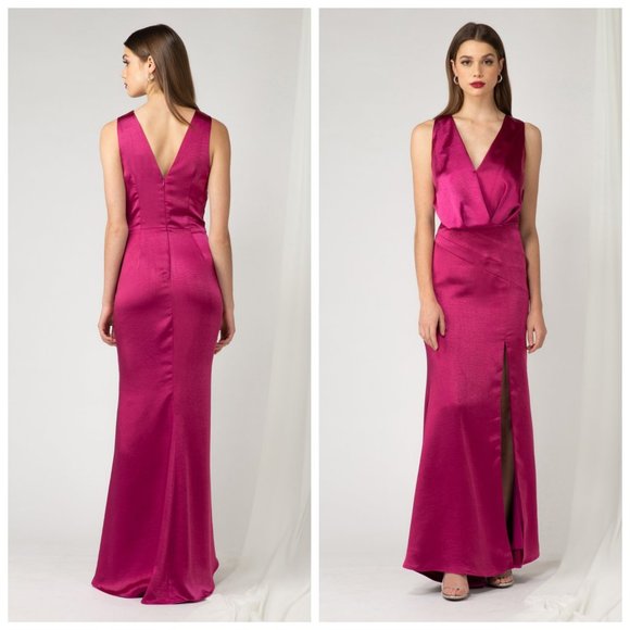 NWT Satin Raspberry Cocktail Dress/ wedding guest, cocktail formal ADELYN RAE - Picture 1 of 10